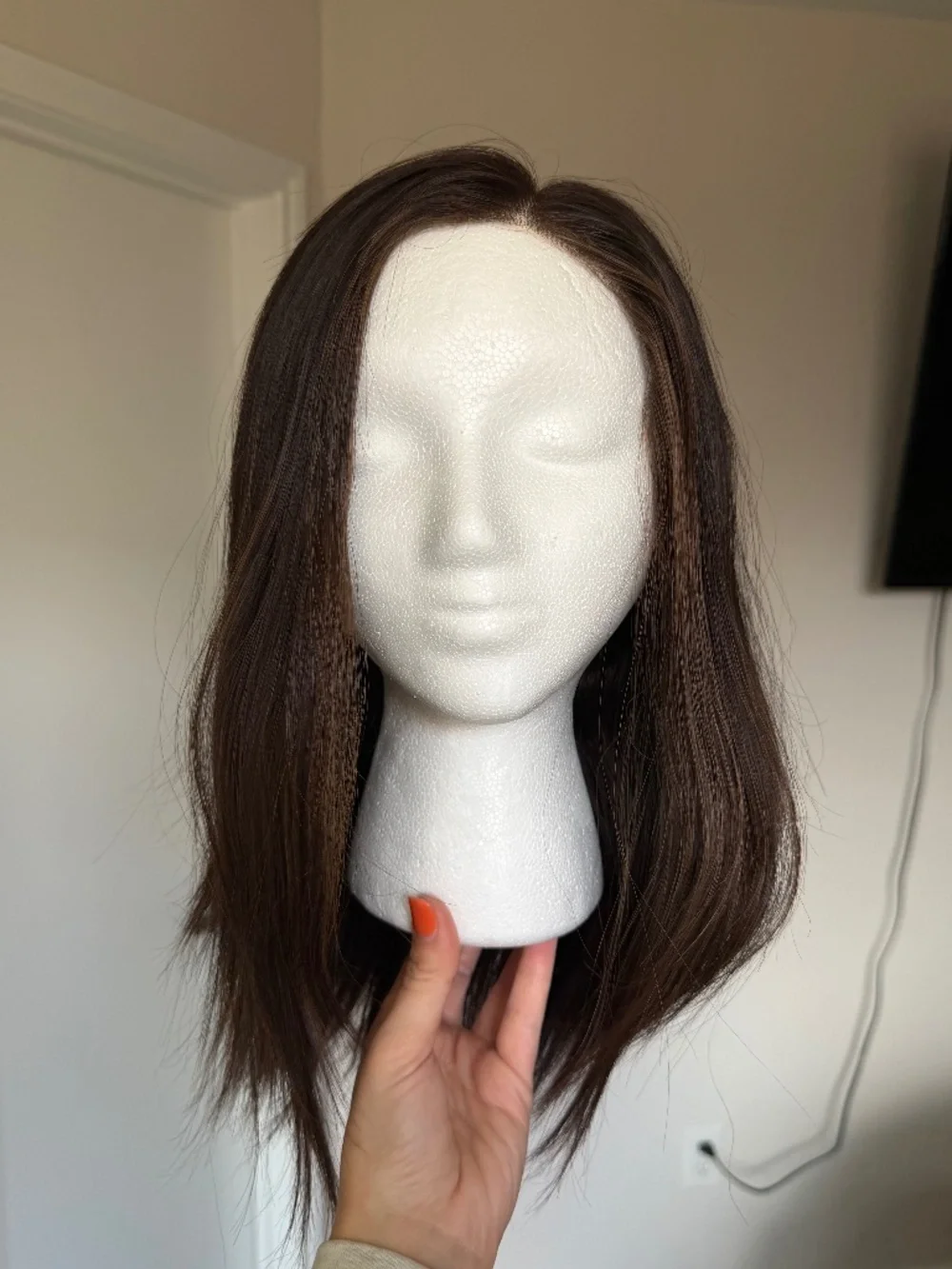 Brunette human hair wig 16”